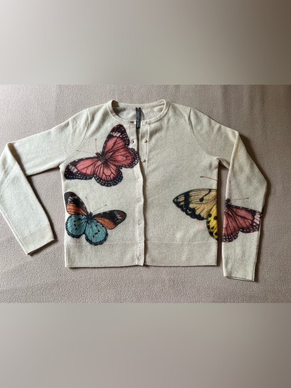 Anthropologie Cashmere Cardigan with Butterfly Prints - Picture 2 of 7